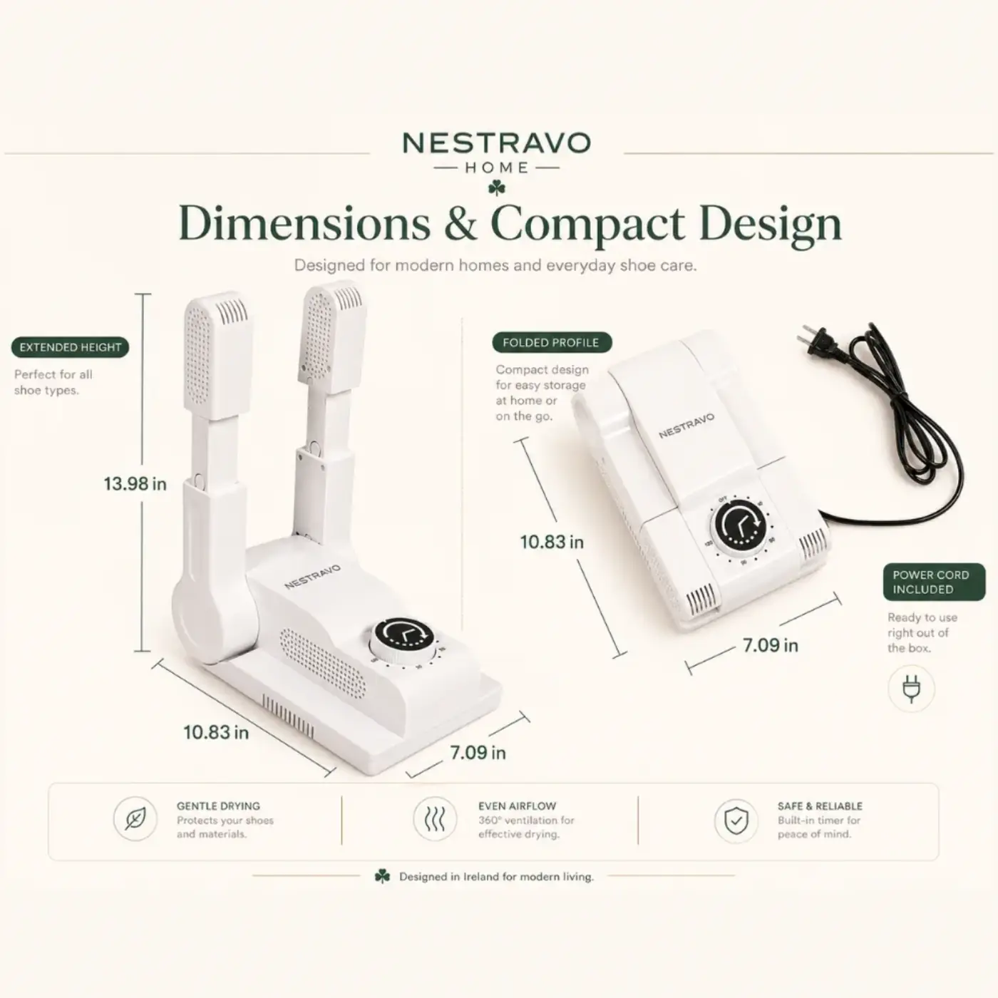 Compact, foldable dimensions